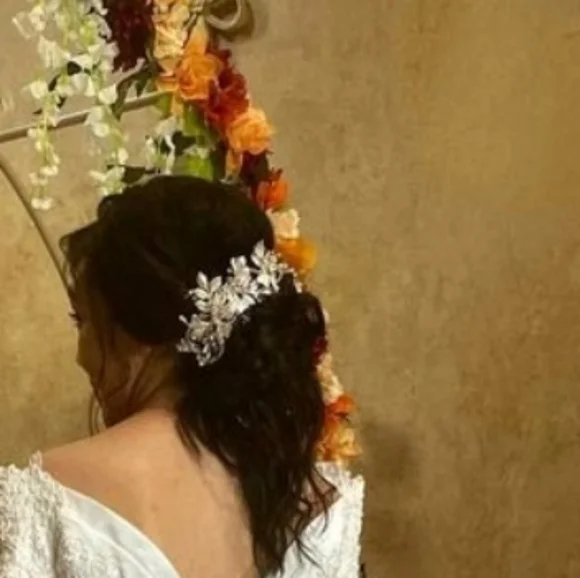 Bridal silver hair piece